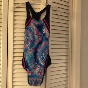 Speedo girls, Tye-Dye, blue, white & pink one piece swim suit, size 16